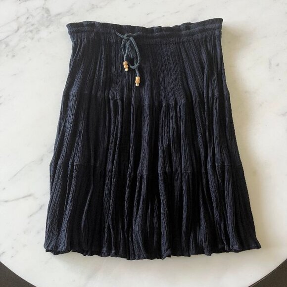 Vintage Her Style Black Crinkle Skirt/Bathing Suit Coverup - Size M - Picture 1 of 6